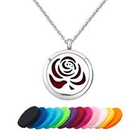EV.YI Jewels Rose Flower Elegant Essential Oil Diffuser Necklace Aromatherapy Perfume Necklace Locket Pendant for Women Girl Men