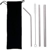 PROKTH Stainless Steel Straws, Full Variety Reusable Drinking Straws Rustproof Metal Dishwasher Safe Straw with Smoothie-Friendly Straw Metal Beverage Straws 4 Piece Combination Bag Set