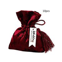 Pannow 10PCS Trim Velvet Cloth Jewelry Pouches/Drawstring Bag Gift Bags(Dark Red,5.5"x4.3") Drawstring Color are Random Send
