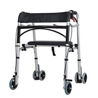 Folding 4 Wheel Rollator Walker Portable, Luxury Elderly Assisted Walker with Seat and Handbrake- Mobility Aid for Adult Senior Elderly & Handicap,Lightweight Anti-Fall Function