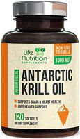 Antarctic Krill Oil Supplement 1000mg Extra Strength Krill w/Omega 3, EPA, DHA & Astaxanthin - Made in USA - Heart & Joint Support, Non-GMO, No Fishy Aftertaste for Men Women - 120 Softgels