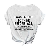 Amlaiworld Plus Size Shirt for Women Fashion Casual O-Neck Tee Top Letter Print Short Sleeve T-Shirt Top Blouse Activewear (M, White 1)