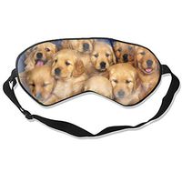 Sleep Eyes Masks Covers Siblings Golden Retriever Puppies Print Silk Sleeping Adjustable Strap