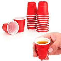 120 Red Cups 2 fl oz Plastic Shot Glasses Mini Disposable Barware Glasses