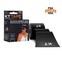 KT TAPE Original Cotton Elastic Kinesiology Therapeutic Athletic Tape, 16 Ft Uncut Roll, Black, Latex Free, Breathable, Pro & Olympic Choice