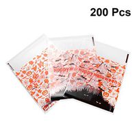 Amosfun 200pcs Holiday Cellophane Cookie Bags Self-Adhesive Candy Treat Bag Chocolate Gift Wrapper for Christmas Festive Party Favors (Ghost)