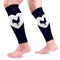 Rooster Love Heart Calf Compression Sleeves for Men and Women Leg Compression Socks for Running Walking & Athletic 1 Pair