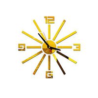 heavKin 3D DIY Roman Numbers Wall Clocks Acrylic Mirror Wall Sticker Decals Clock Home Decor (Gold, Size: Diameter 40cm)