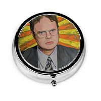 Dwight Schrute Pill Box Personalized Design New Silver Round Pill Box Decorative Metal Medicine Vitamin Organizer Unique Gift
