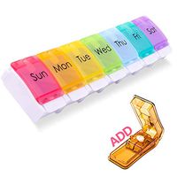 Daily Pill Organizer - 7 Day Pill Box Organizer Travel Portable Pill Cases with Push Button BPA-Free Airtight Pill Container Weekly Pill Box to Hold Vitamin Supplement