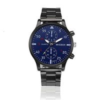 Viasa Men Bracelet Watches Buisiness Analog Quartz Stainless Steel Crystal Clock Watch (Free Size, Black)