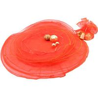 Shells® 10PCS Red Color Gold Edge Round Organza Gift Bags Candy Bags Gift Bags Flat Style Bags 9.45 Inches And 13 Inches For Wedding, Party And Home Decoration