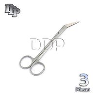 DDP 3 PCS KELLY SCISSORS ANGLED SHARP POINT END RING HANDLE STAINLESS STEEL DENTAL INSTRUMENTS
