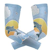 LEVEIS Love Dolphins Arm Sleeves UV Protection for Men Women Sunblock Protective Gloves Running Golf Cycling Driving Long Arm Cover 1 Pair