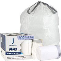 Plasticplace Custom Fit Trash Bags│Simplehuman Code J Compatible (200 Count)│White Drawstring Garbage Liners 10-10.5 Gallon / 38-40 Liter │ 21" x 28"