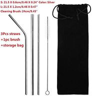 Drinking Straws Reusable Stainless Steel Drinking Straws with Cleaner Brush Tube Straws Wedding Party Drinking Accessories (A3 tubes 1 Brush 1 Bag)
