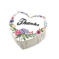 Toyvian Floral Gift Tags Heart Thank You Letter Cards Package Hanging Labels for Wedding Birthday Party 50Pcs