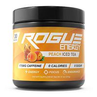 Rogue Energy - Gaming Drink for Hours of Energy & Focus, Esports & Gamer Supplement, Sugar & Gluten Free (Peach Iced Tea Tub 30 Servings)