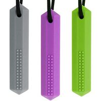 Ausbay Sensory Chew Necklace(3 Pack), Silicone Crystal Pendant Chewy Oral Sensory Motor Aids for Boys & Girls with Autism, ADHD,SPD, Anxiety-Christmas Gift(Grey, Purple, Green)