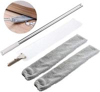 Duster, Adjustable Long dust Brush and 2 Washable Fabric Covers, Flexible Flat Duster Household mop for Dirt