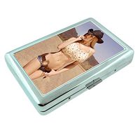 Wild Wild West Pin Up Girls Country Western S9 Silver Cigarette Case Metal Wallet Id Holder King & 100's 4" X 2.75" RFID Protection