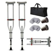 Qucasyl Underarm Medical Walking Crutches (Pair), with Armpit Pads and Shock Absorbing Spring, Forearm Crutch Assistance, Lightweight Walking Aid Crutches Adult 1- Pair