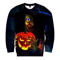 DRAGONHOO Hoodie Mens Casual Scary Halloween Lover 3D Print Party Long Sleeve NOhoodie Top Blouse Jackets Black