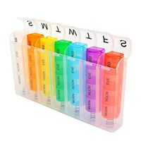 Weekly 7 Day Pill Organizer, Daily Pill Cases with Easy Push Button Design for Pills/Vitamin/Fish Oil/Supplements(BPA Free)