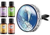 Wild Essentials Dolphin Enamel Aromatherapy Car Vent Air Freshener Essential Oil Diffuser With Vent Clip 8 Color Pads 100% Pure Essential Oils (Lavender, Peppermint, Inner Calm, Zen) Gift Set