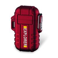 Dual Arc Lighter Double Arc Plasma USB Lighter Rechargeable Flameless Waterproof Stormproof Windproof Mini Electric Lighter for Cigar Candle Cigarette Pipe Sport Outdoor(Red)