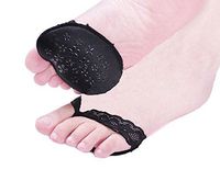 TOPWEL 2Pair Thick Ultra-Soft Forefoot Cushions Invisible Foot Pad Sandal Thong Protectors Toe Guards Cushions (Black)