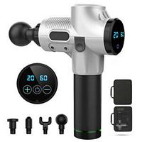 Massage Gun Deep Tissue Therapy Massage Gun Percussive Vibration Muscle Massager Sports Recovery Massage Gun Deep (Silver)
