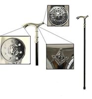 D8016 Masonic Cane Walking Stick Black/Silver