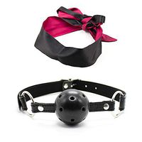 JKN Open Breathable Mouth Ball and Satin Blindfold Eye Mask (GGG-67) (Black)