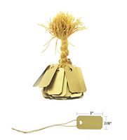 100 Pcs of Paper String Tags, Price Tags, Elegant Jewelry String Tags Perfect for Gifts or Business (1" x 1/2" - 100 Pack, Gold)