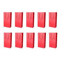 Homanda Pack of 10 Red Kraft Paper Wine Tote Bag-2 Bottle