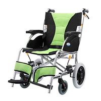 Hong Tai Yang XF Aluminum Light Transport Wheelchair with 17-inch Wide Seat Foldable for Transport and Storage of 11-inch Rear Wheels for Smoother Travel for The Elderly Armchairs (Color : Green)