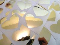 Minilabel 50X37mm Shiny Gold Heart Shaped Coloured Plastic Seal Stickers Durable Sticky Vinyl Labels