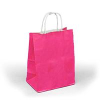 Hot Pink Shopping Bags with Handles 8" X 4-3/4" X 10 1/4" | Quantity: 250 Gusset - 4 3/4"