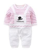 D.B.PRINCE Newborn Baby Boy Romper Jumpsuit Gentleman Suit Long Sleeve Bodysuit Clothes with Bow Tie (6-9 Months, Pink hat)