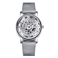 Fxbar, Men's Stainless Steel Business Wristwatch Milanese Mesh Band Analog Wrist Watch Dress Watch(Silver)