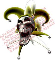 Yellow Joker Skull sticker decal