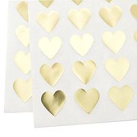 Gold Foil Heart Stickers by Once Upon Supplies, Heart Shape Labels for Labeling and Decorating Wedding, Bridal Shower and Birthday Party Favors and Sealing Envelopes, 48 Stickers