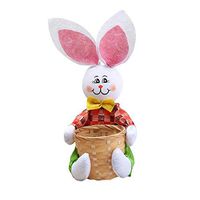 sakd Easter Basket Cute Bunny Rabbit Eggs Candy Gifts Storage Rabbit Bag Party Decoration Straw Woven Bamboo Basket Farmhouse (Green)