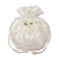 6PCS Round Fabric Pouch With Flower 6-inches x 6-inches (White)