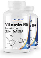 Nutricost Vitamin B6 (Pyridoxine HCl) 100mg, 240 Capsules (2 Bottles)
