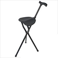 WYMNAME Folding cane seat,Cane stool Old people Aluminum alloy Multifunction Three feet Hand battle Hiking chair-A