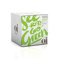 Oi Organic Cotton Tampons, Box of 16 Regular Tampons, Compact Plant-Based Applicator
