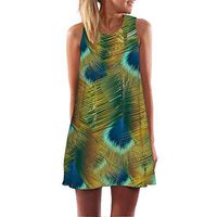 Women Tank Short Dress - Popular Vintage Boho Beach Summer Printed Casual Loose Sleeveless Mini Dresses