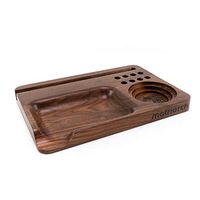 Blunt Father - Custom Black Walnut Wood Rolling Tray - 8 Cigar Slots - Grinder Base - Media Slot